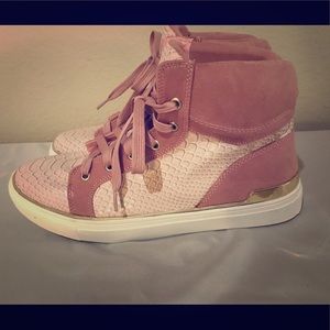 Pink high top sneakers